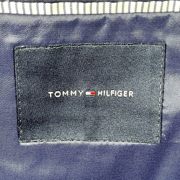 Tommy Hilfiger 2pc Suit Mens 50R Charcoal with Blue Wool Stretch Blend 44x29.5